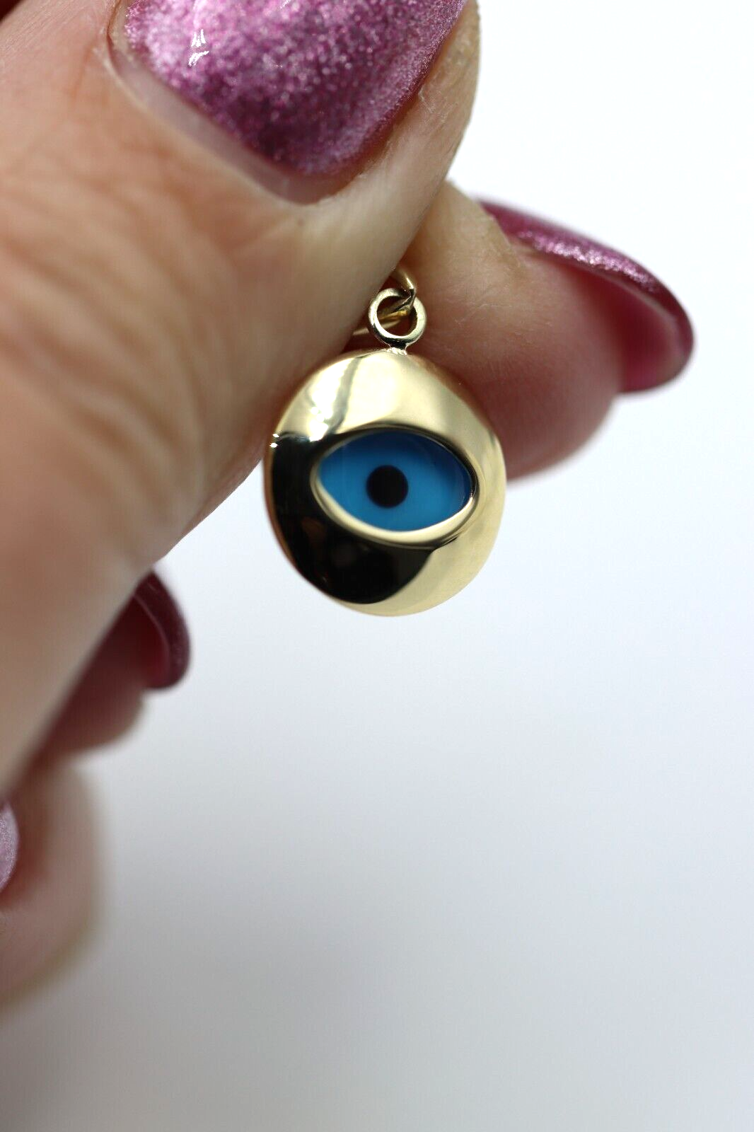 Genuine Small 9ct Yellow Gold Greek Mati Nazar Lucky Evil Eye Charm or Pendant