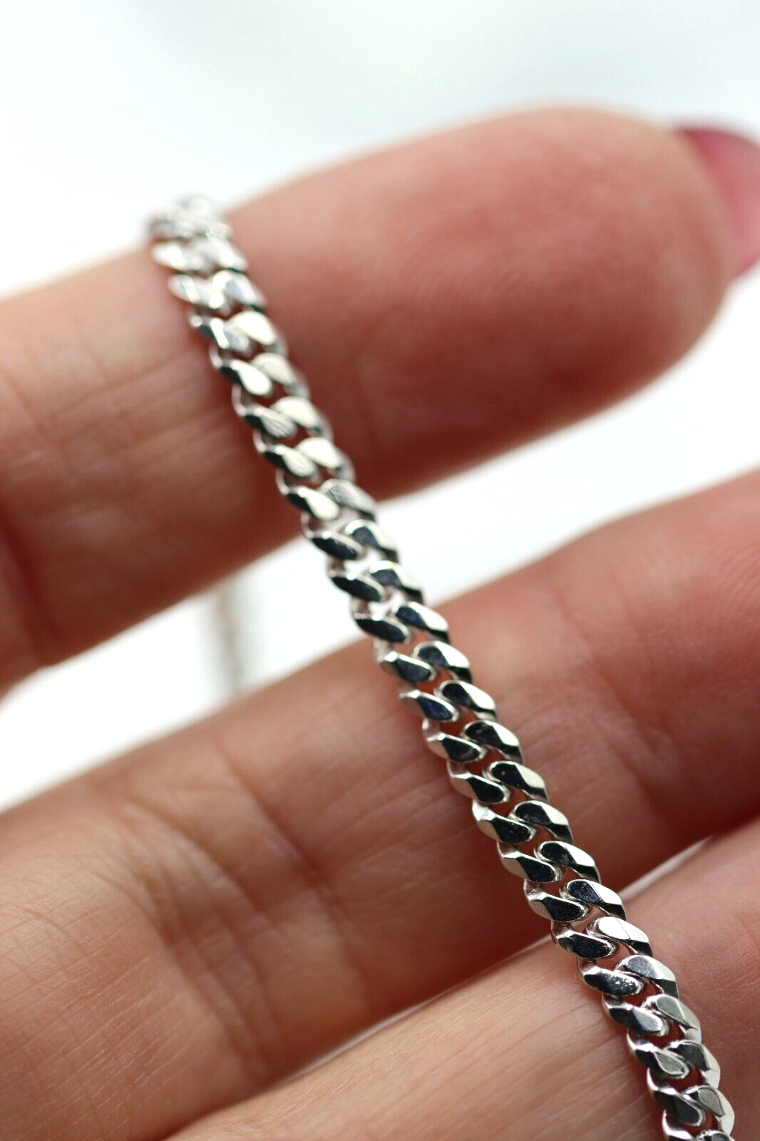 Genuine 9ct 9k White Gold Kerb Curb Chain 13.1grams 3.8mm Wide 50cm