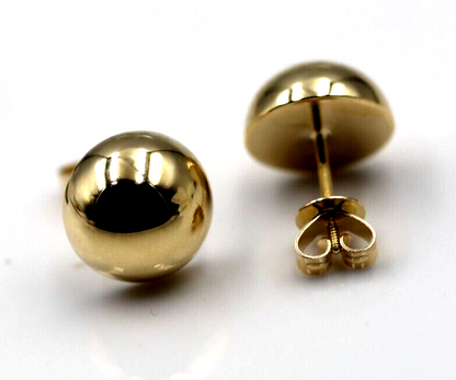 Genuine 9ct Yellow Gold 12mm Stud Half Ball Earrings Screw Fittings