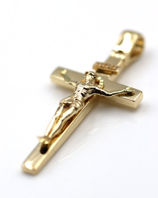 Genuine 18ct 750 Yellow, Rose or White Gold Solid Heavy Crucifix Cross Pendant 14grams