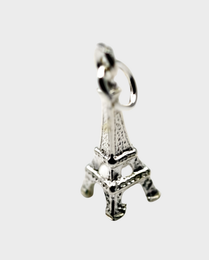 Genuine 925 Sterling Silver 19mm 3D Paris Eiffel Tower Pendant Charm