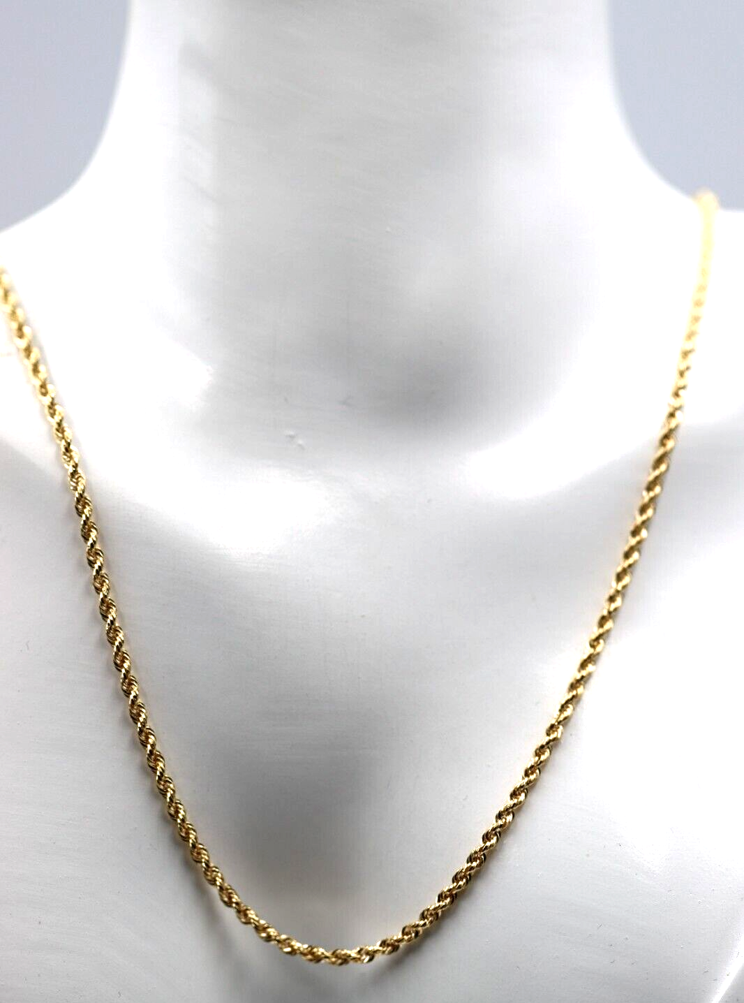 Genuine 9ct Yellow Gold Rope 2.1mm 50cm Rope Chain Necklace 2.4g