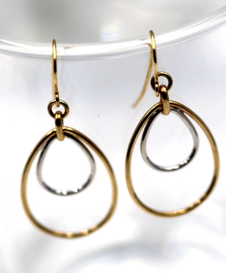 Kaedesigns   9ct 9k Yellow & White Gold Oval Hook Earrings Wires