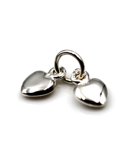 Solid Genuine Tiny Very Small 9ct Yellow, Rose or White Gold or Sterling Silver Double Heart Charm Pendant