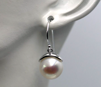 Sterling Silver 925 Freshwater Cultured Button Pearl Earrings