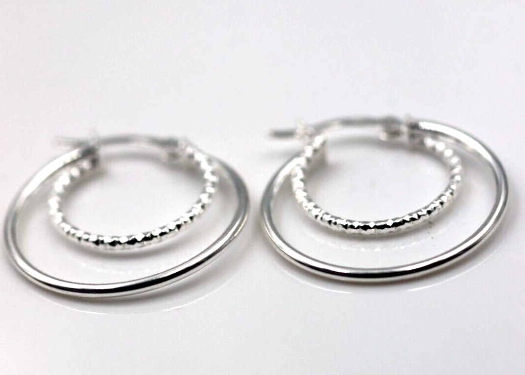 Sterling Silver 925 Double Polished Tube Hoop Earrings 25mm