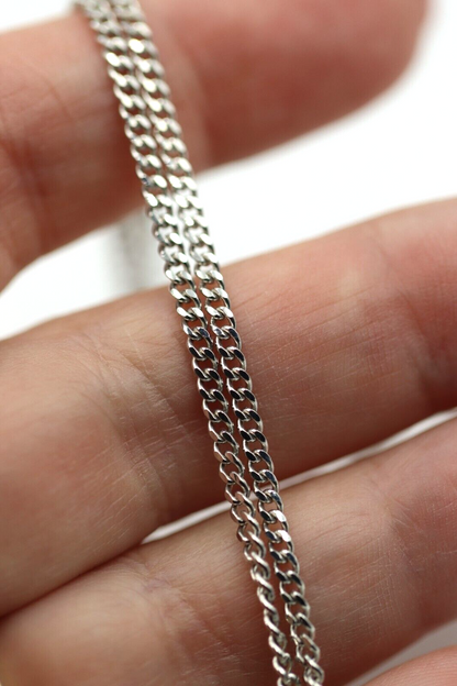 Genuine 18ct 18K White Gold Curb Kerb Chain Necklace 7.8g 50cm