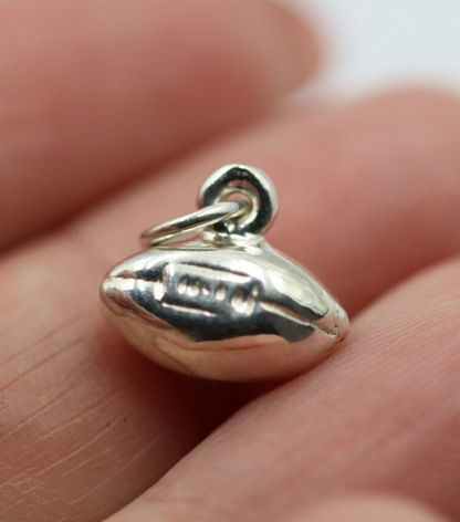 Genuine Sterling Silver 925 Football Ball 3D Pendant Or Charm