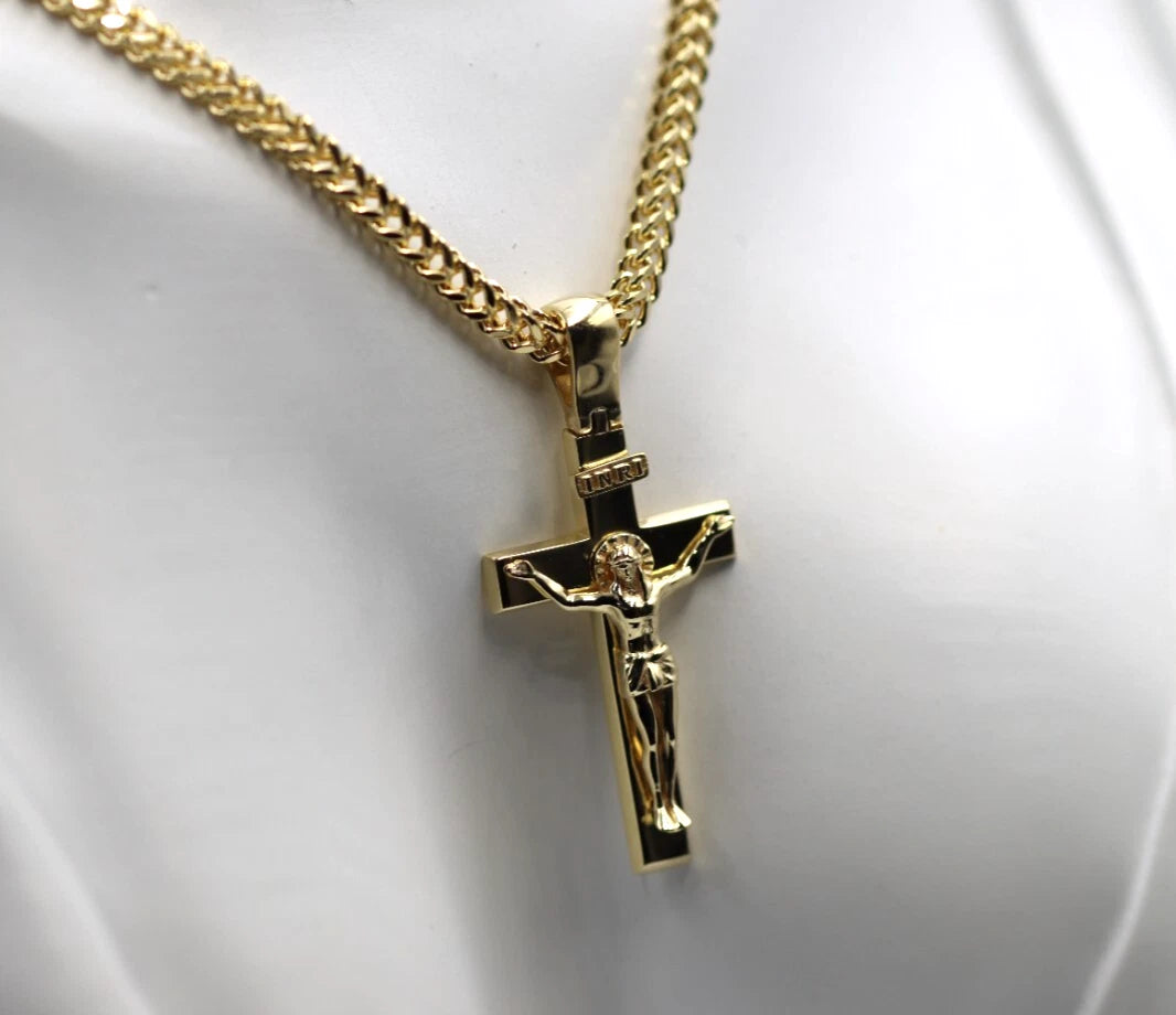 Genuine 18ct 18k 750 Yellow, Rose or White Gold Solid Medium Crucifix Cross Pendant