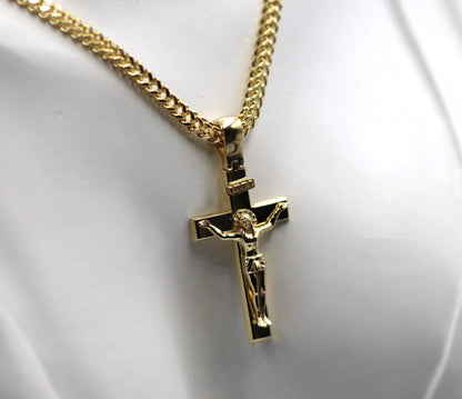 Genuine 18ct 18k 750 Yellow, Rose or White Gold Solid Medium Crucifix Cross Pendant