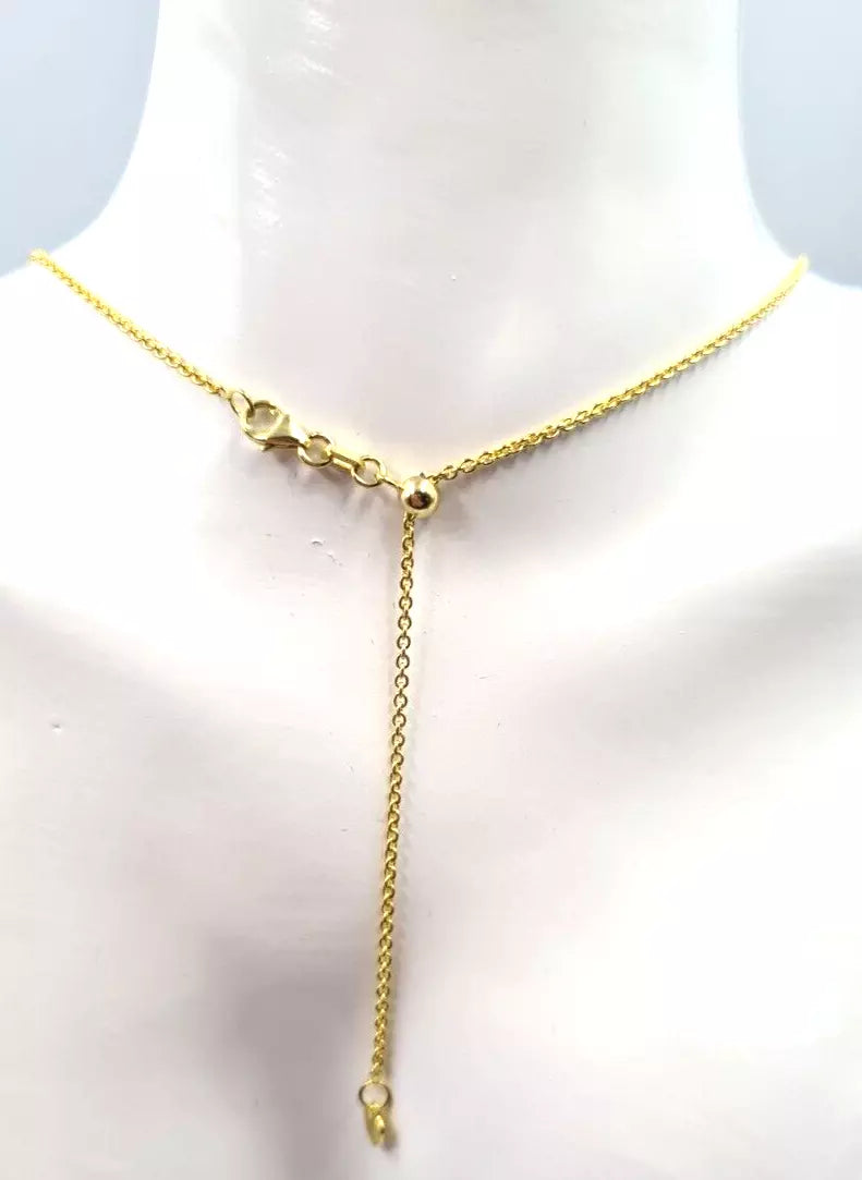 Genuine 47cm 9ct Yellow or Rose Gold Slider Hanging Heart Necklace Chain