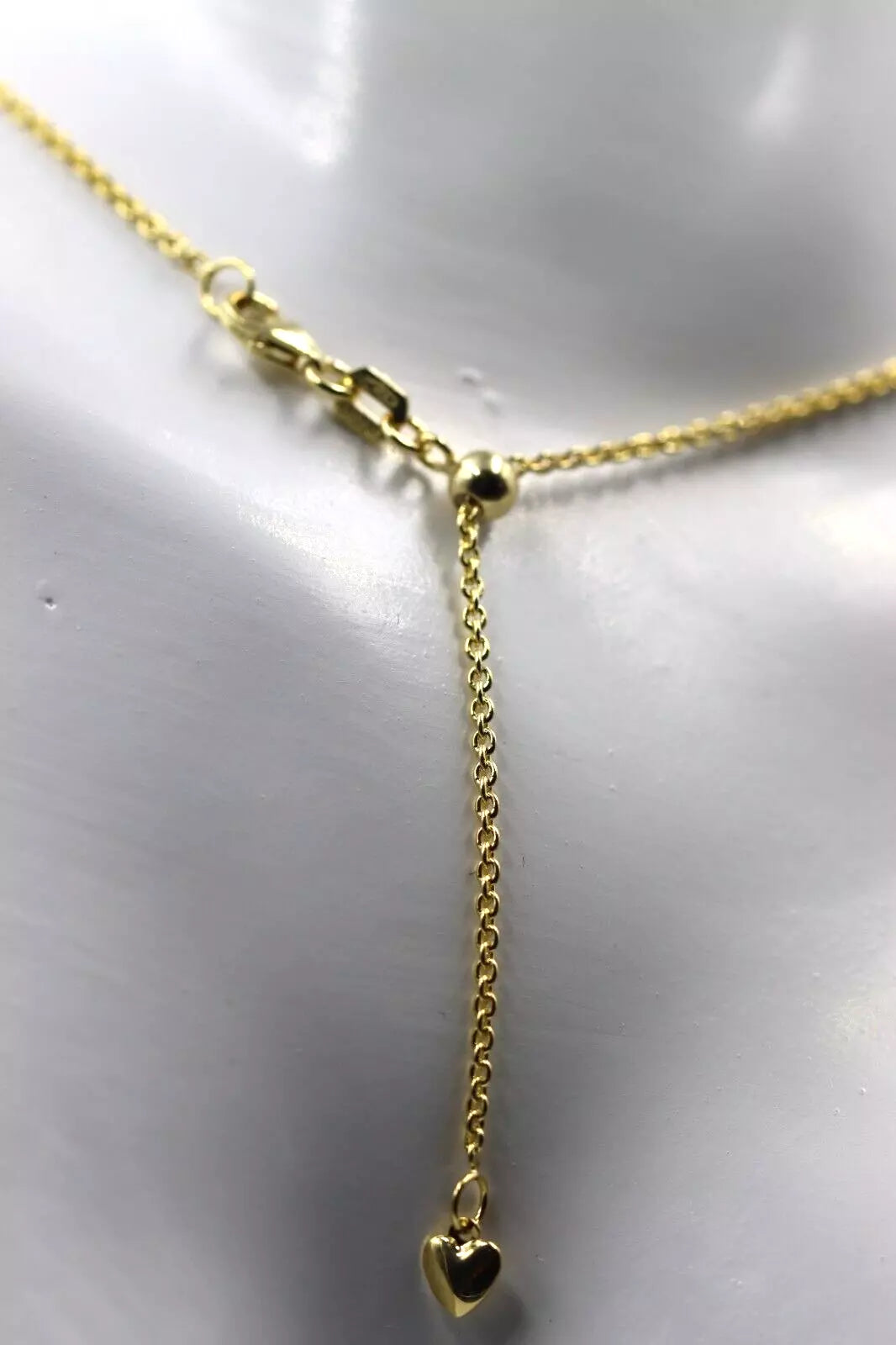 Genuine 47cm 9ct Yellow or Rose Gold Slider Hanging Heart Necklace Chain