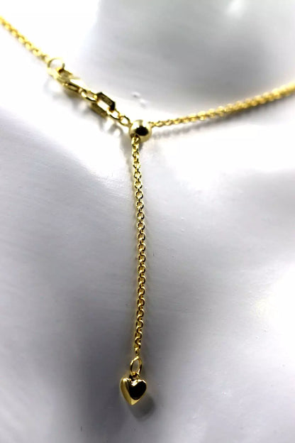 Genuine 47cm 9ct Yellow or Rose Gold Slider Hanging Heart Necklace Chain