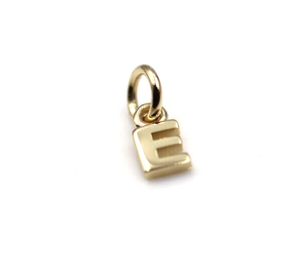 Genuine 9ct 9kt Genuine Tiny Very Small Yellow, Rose or White Gold Initial Pendant Charm E