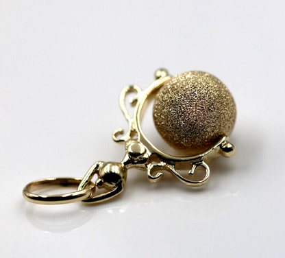 Genuine 9ct 9k Yellow, Rose or White Gold 12mm Frosted Ball Spinner Pendant