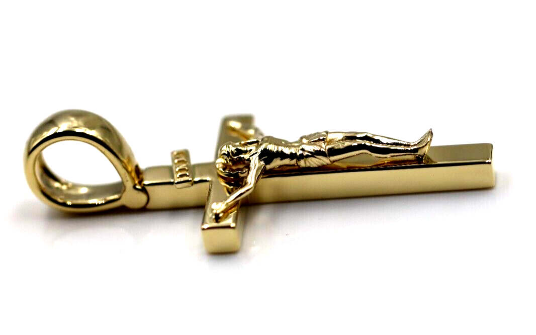 Genuine 18ct Yellow Gold Full Solid Heavy Crucifix Cross Pendant (larger bale)