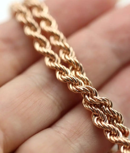 Genuine 9ct 9k Yellow, Rose or White Gold Solid Rope Chain 4.4mm Wide -  50cm, 55cm, 60cm or 65cm lengths