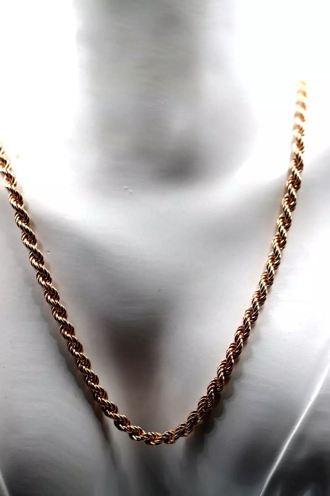 Genuine 9ct 9k Yellow, Rose or White Gold Solid Rope Chain 4.4mm Wide -  50cm, 55cm, 60cm or 65cm lengths