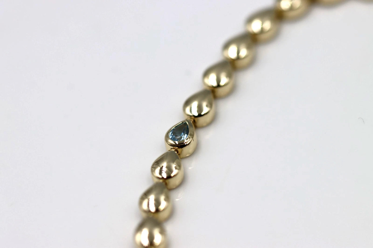 Genuine 9ct 9k 375 Yellow, Rose or White Gold Pear Blue Topaz Bracelet