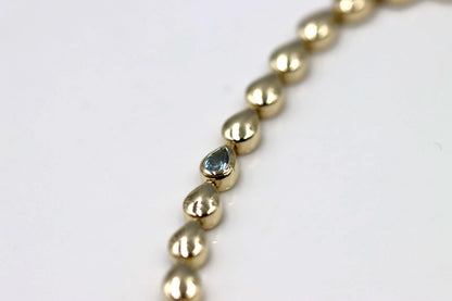 Genuine 9ct 9k 375 Yellow, Rose or White Gold Pear Blue Topaz Bracelet