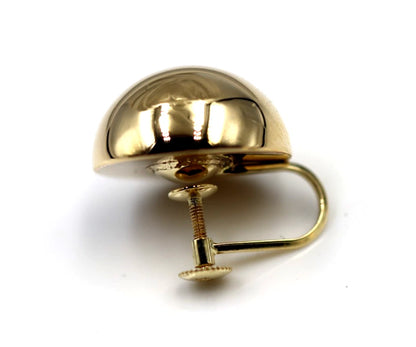 Genuine 9ct Yellow, Rose or White Gold 16mm Stud Half Ball Earrings Screw Clip Non Pierced