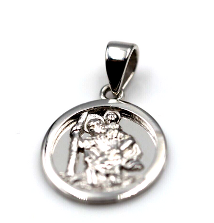 Sterling Silver 925 St Christopher 12mm Pendant Charm Travel Saint