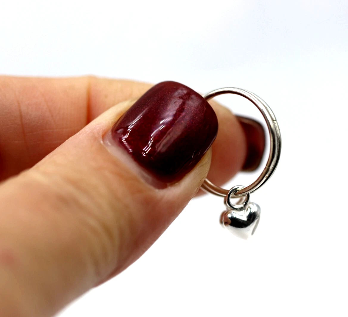 Sterling Silver 925 Sleepers Hinged Hoops Earrings + Heart Charms