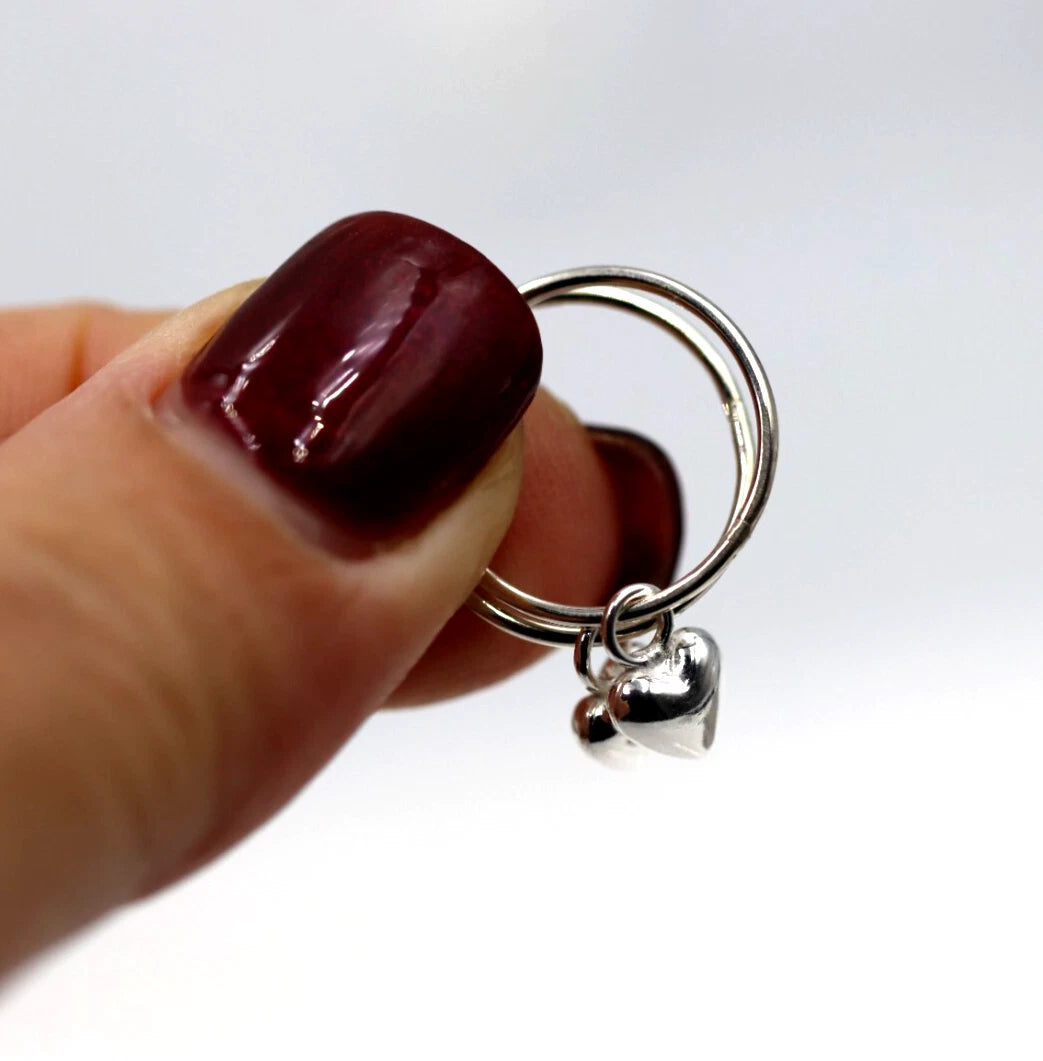 Sterling Silver 925 Sleepers Hinged Hoops Earrings + Heart Charms