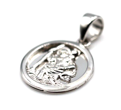 Sterling Silver 925 St Christopher 12mm Pendant Charm Travel Saint