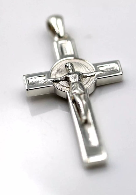 Solid New Genuine Sterling Silver 925 Crucifix Cross Pendant