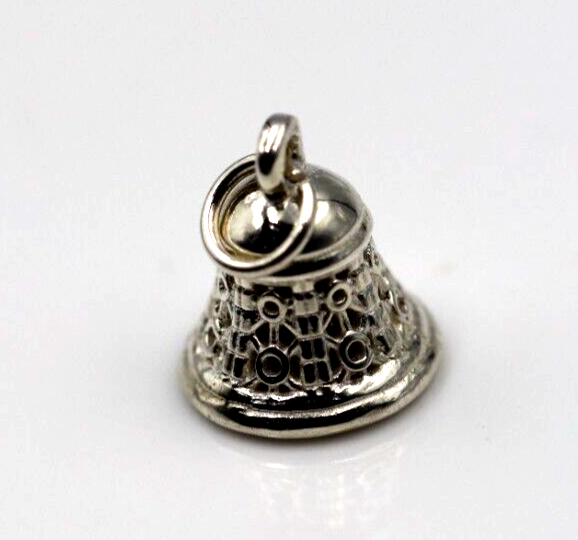 Sterling Silver 925 or 9ct Yellow, Rose Gold Moveable Fancy 3D Bell Charm Pendant