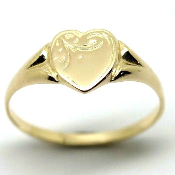 Genuine 9ct 9K 375 Yellow, Rose or White Gold Heart Signet Ring 265
