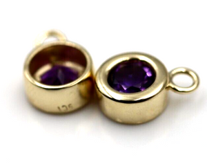 Kaedesigns New Genuine 1 Pair 9ct 9Kt 375 Genuine Yellow, Rose or White Gold Amethyst Charms