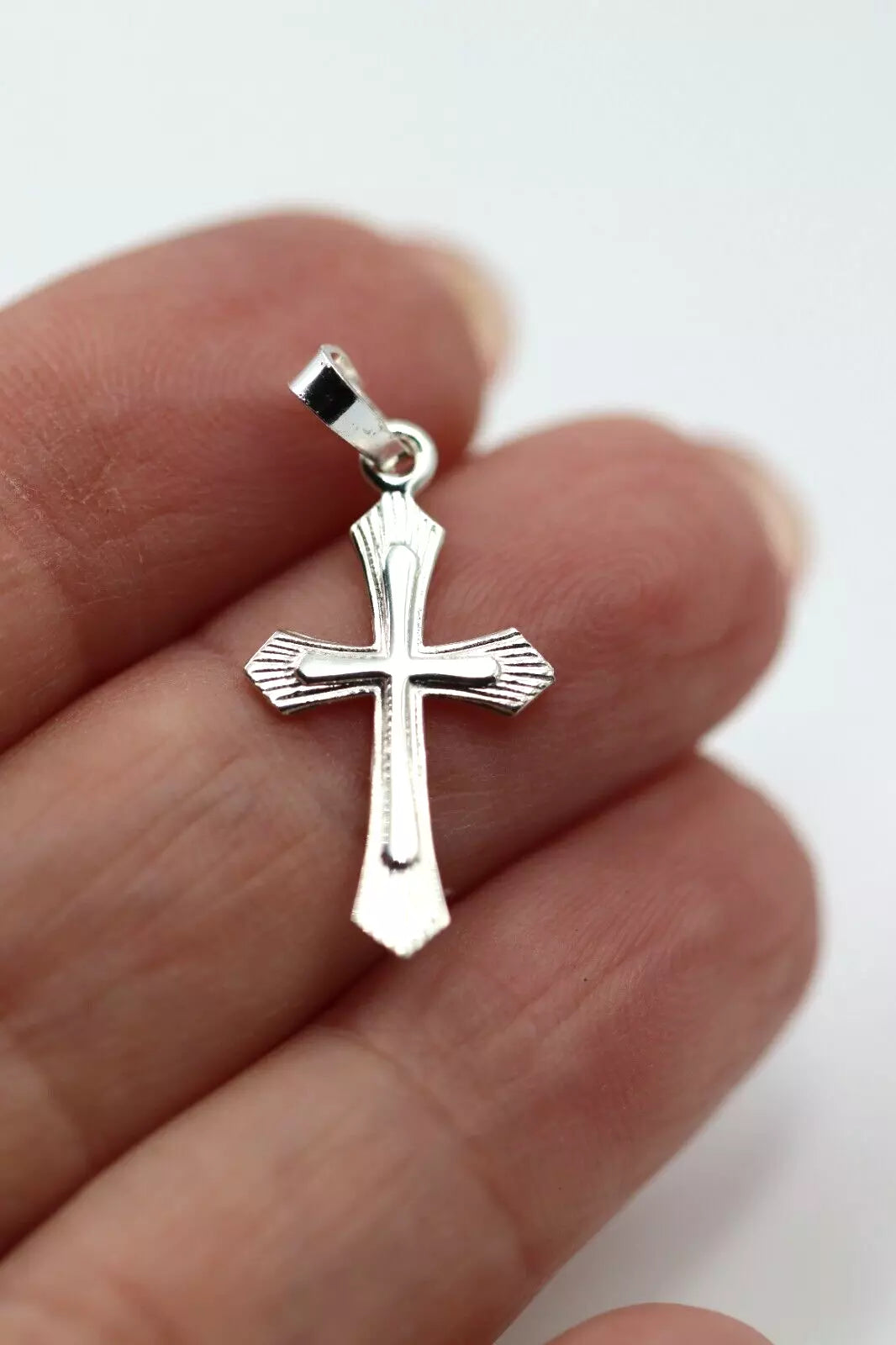 Genuine Fine Silver 999 Fancy Cross Pendant / Charm 20mm x 18mm