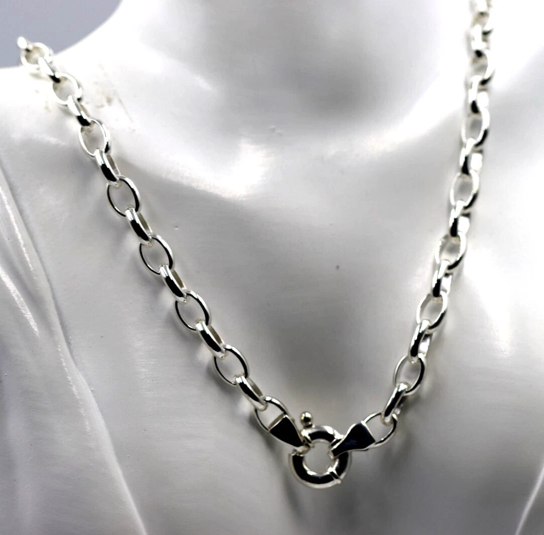 Genuine Heavy Sterling Silver 925 Oval Belcher Necklace Chain 60cm 45g