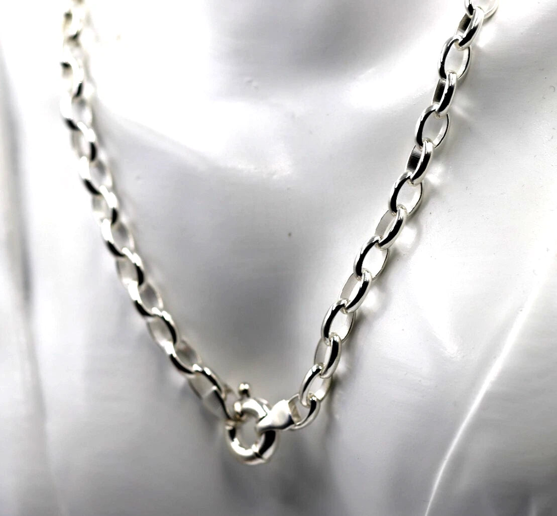 Genuine Heavy Sterling Silver 925 Oval Belcher Necklace Chain 60cm 45g
