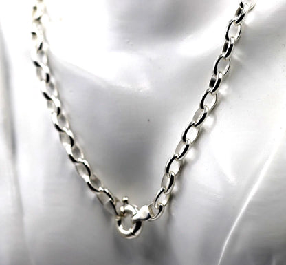 Genuine Heavy Sterling Silver 925 Oval Belcher Necklace Chain 60cm 45g