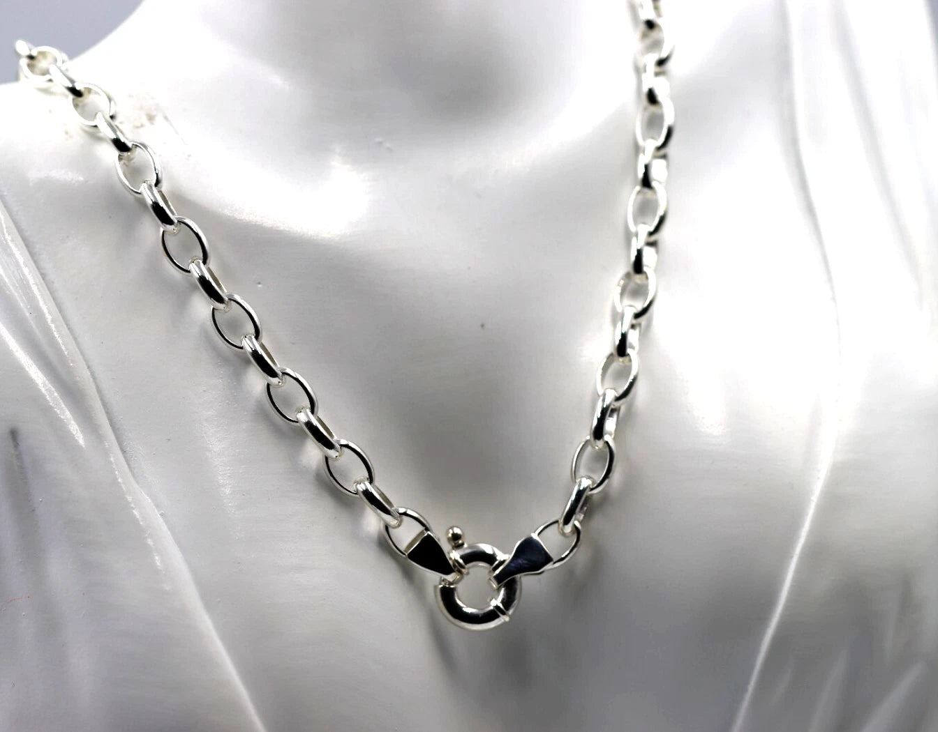 Genuine Heavy Sterling Silver 925 Oval Belcher Necklace Chain 60cm 45g