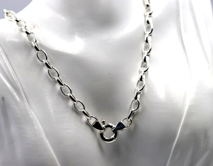 Genuine Heavy Sterling Silver 925 Oval Belcher Necklace Chain 60cm 45g