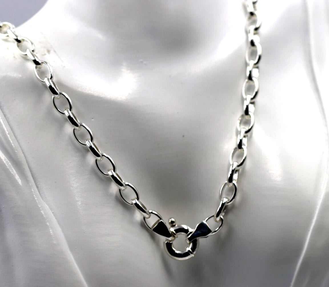 Genuine Heavy Sterling Silver 925 Oval Belcher Necklace Chain 60cm 45g