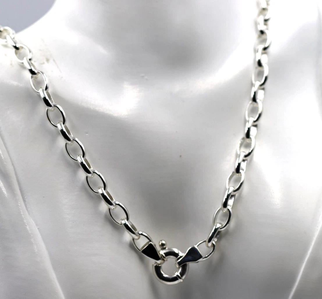 Genuine Heavy Sterling Silver 925 Oval Belcher Necklace Chain 60cm 45g