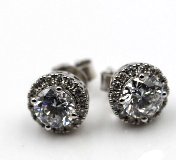 9ct 9k White Gold G/S1 2ct Lab Grown Diamond Studs Earrings -Free Post RRP$2999