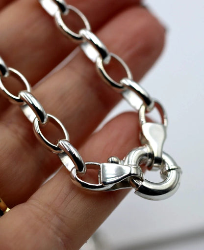 Genuine Heavy Sterling Silver 925 Oval Belcher Necklace Chain 60cm 45g