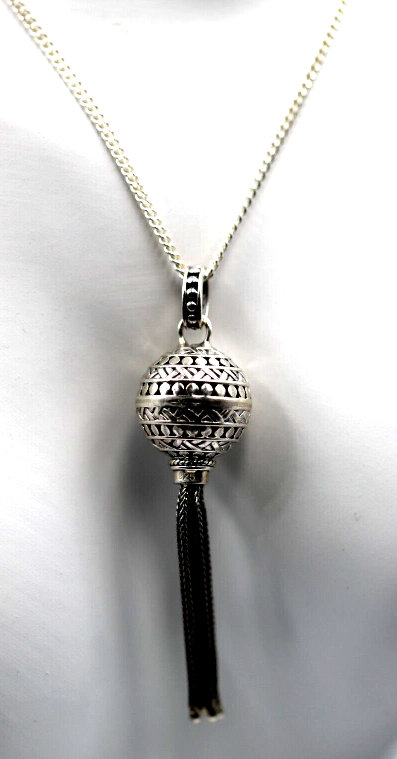 Sterling Silver 925 Harmony Ball + Tassel Pendant 70cm Chain/Necklace -Free post