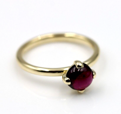 Size R 9ct 9k Yellow, Rose or White Gold Cabochon Garnet Stacker Ring