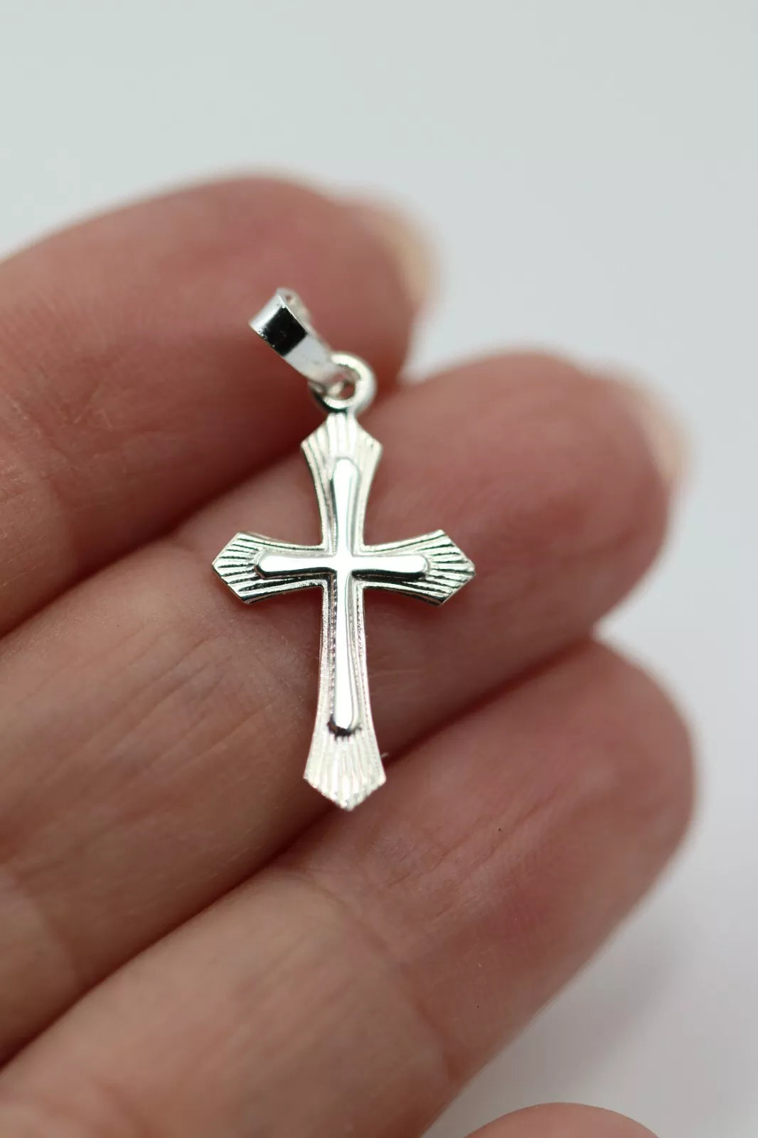 Genuine Fine Silver 999 Fancy Cross Pendant / Charm 20mm x 18mm