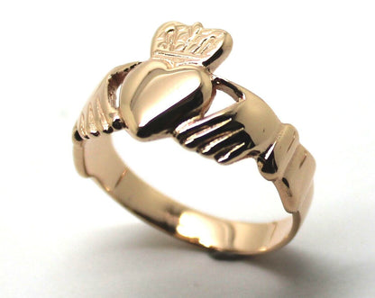 Size M Genuine Solid 9ct 9kt Heavy Yellow, Rose or White Gold Extra Large Irish Claddagh Ring