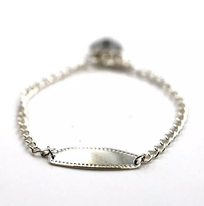 Sterling Silver 925 Childs / Baby Identity Bracelet With Padlock