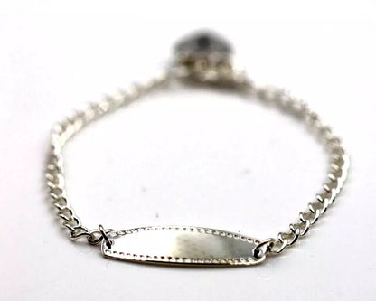 Sterling Silver 925 Childs / Baby Identity Bracelet With Padlock