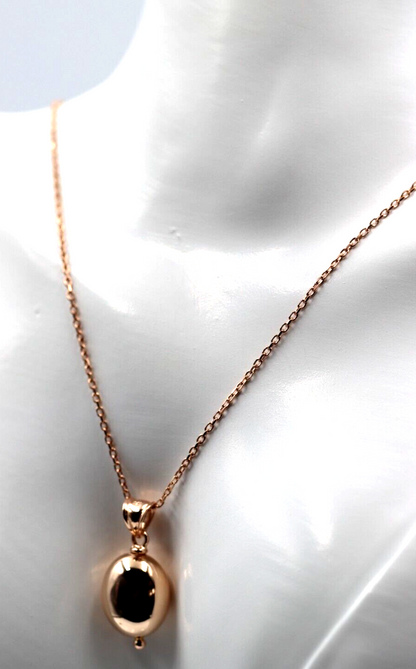 Genuine 9ct 9k Rose Gold 50cm Cable Necklace Chain + Oval Pendant